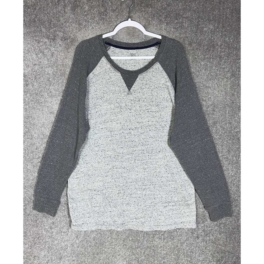 Falls Creek Waffle Knit‎ Long Sleeve Crew Neck Shirt Mens Size XXL Gray